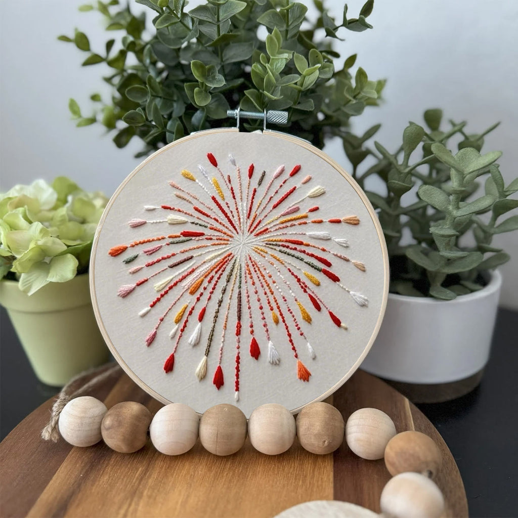 Rubbyoo Embroidery Kit- Orange Fireworks | Hand Stitch Wall Decor For Beginners - image 2