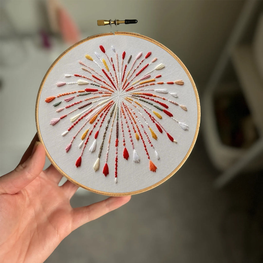 Rubbyoo Embroidery Kit- Orange Fireworks | Hand Stitch Wall Decor For Beginners - image 1