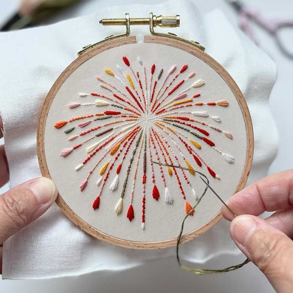 Rubbyoo Embroidery Kit- Orange Fireworks | Hand Stitch Wall Decor For Beginners - image 3