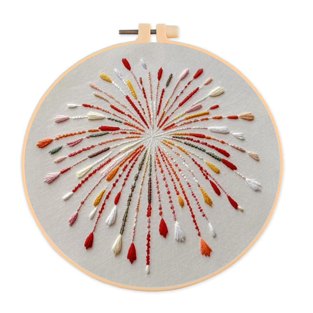 Rubbyoo Embroidery Kit- Orange Fireworks | Hand Stitch Wall Decor For Beginners - image 0