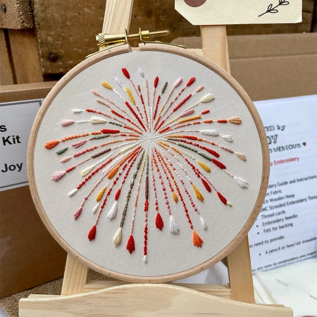 Rubbyoo Embroidery Kit- Orange Fireworks | Hand Stitch Wall Decor For Beginners - image 6
