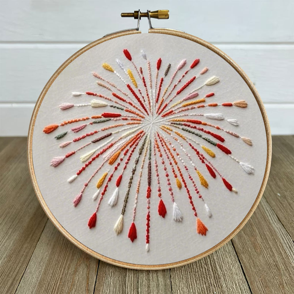 Rubbyoo Embroidery Kit- Orange Fireworks | Hand Stitch Wall Decor For Beginners - image 4