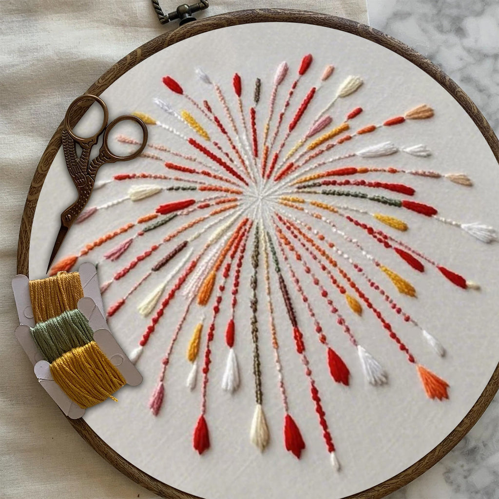 Rubbyoo Embroidery Kit- Orange Fireworks | Hand Stitch Wall Decor For Beginners - image 5