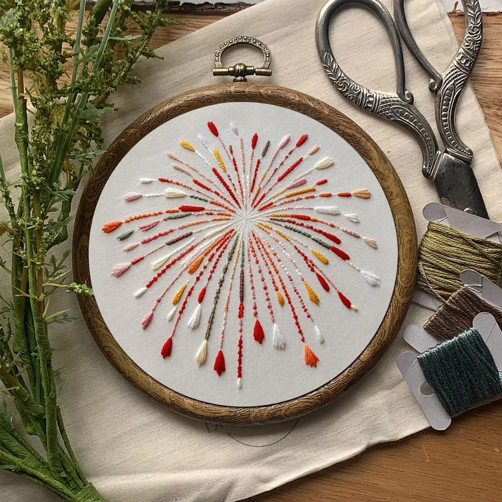 Rubbyoo Embroidery Kit- Orange Fireworks | Hand Stitch Wall Decor For Beginners - image 7