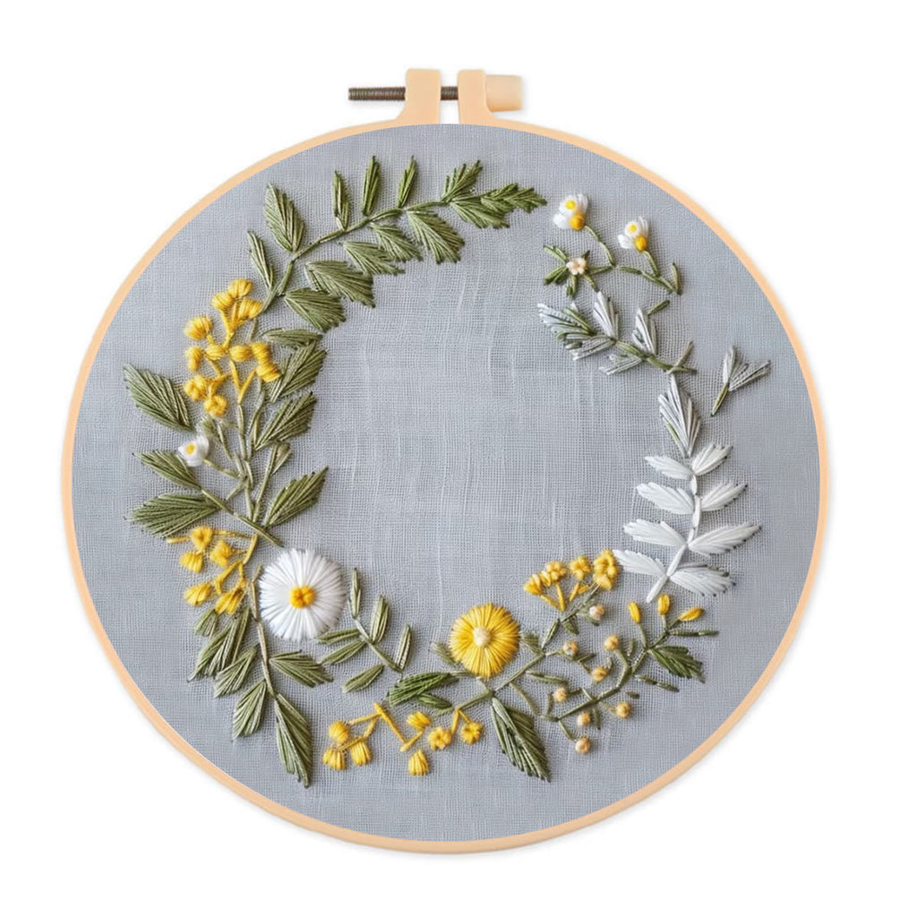Rubbyoo Embroidery Kit- Delicate  Wreath | For Craft Lover Hand Stitch - image 0