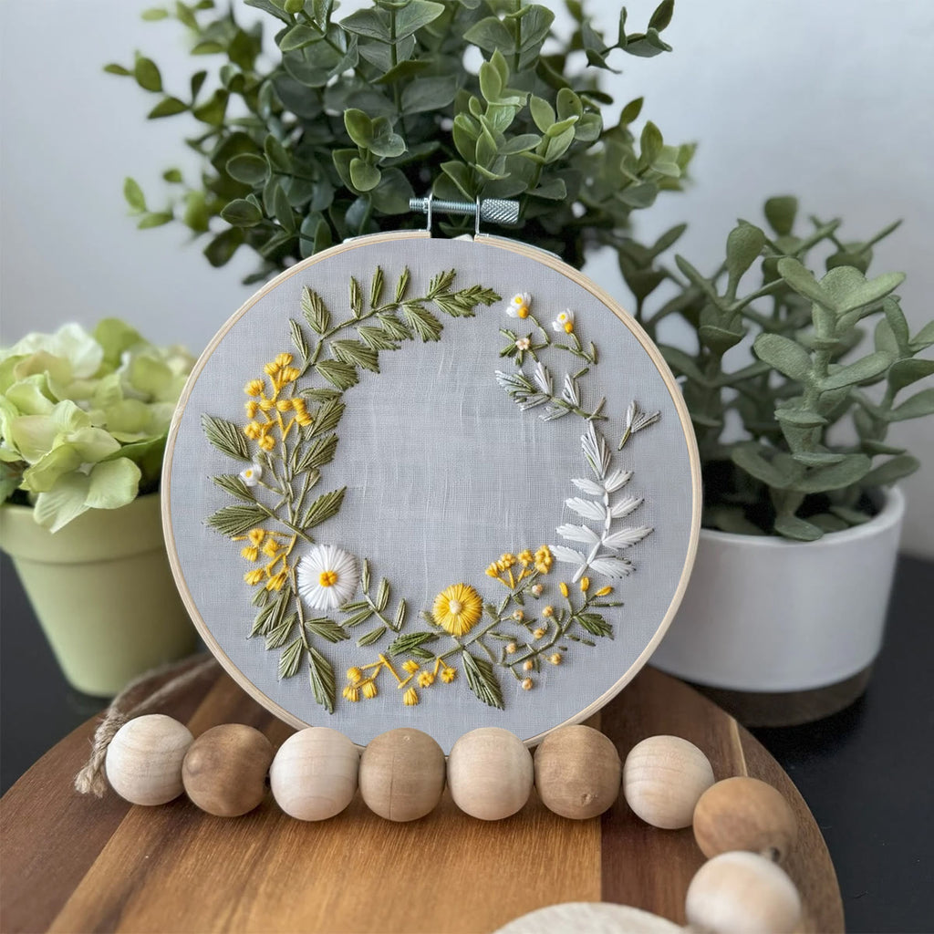 Rubbyoo Embroidery Kit- Delicate  Wreath | For Craft Lover Hand Stitch - image 2