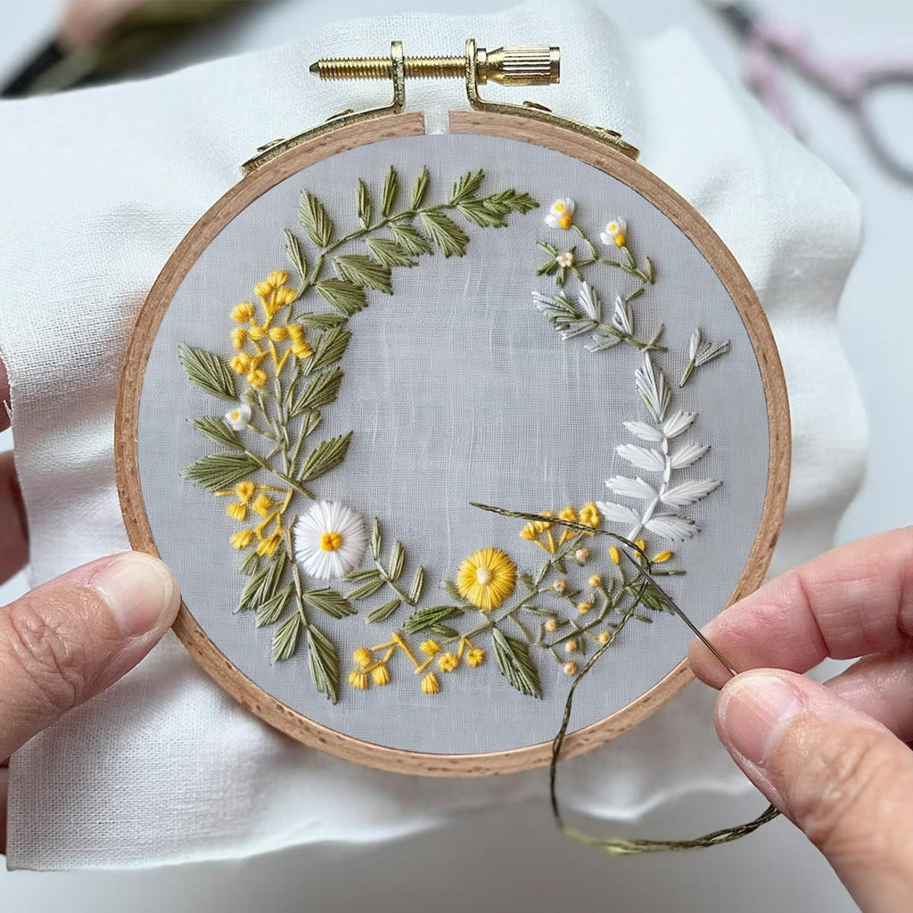 Rubbyoo Embroidery Kit- Delicate  Wreath | For Craft Lover Hand Stitch - image 3