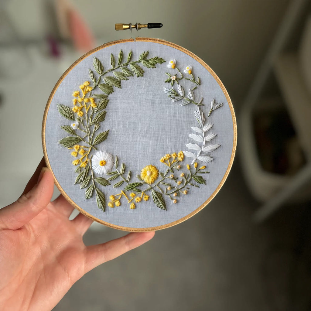 Rubbyoo Embroidery Kit- Delicate  Wreath | For Craft Lover Hand Stitch - image 1