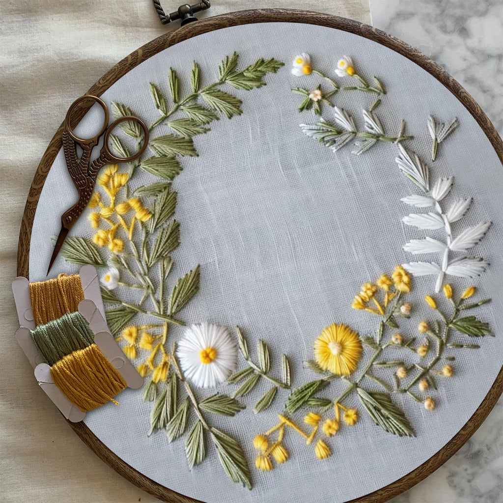 Rubbyoo Embroidery Kit- Delicate  Wreath | For Craft Lover Hand Stitch - image 6