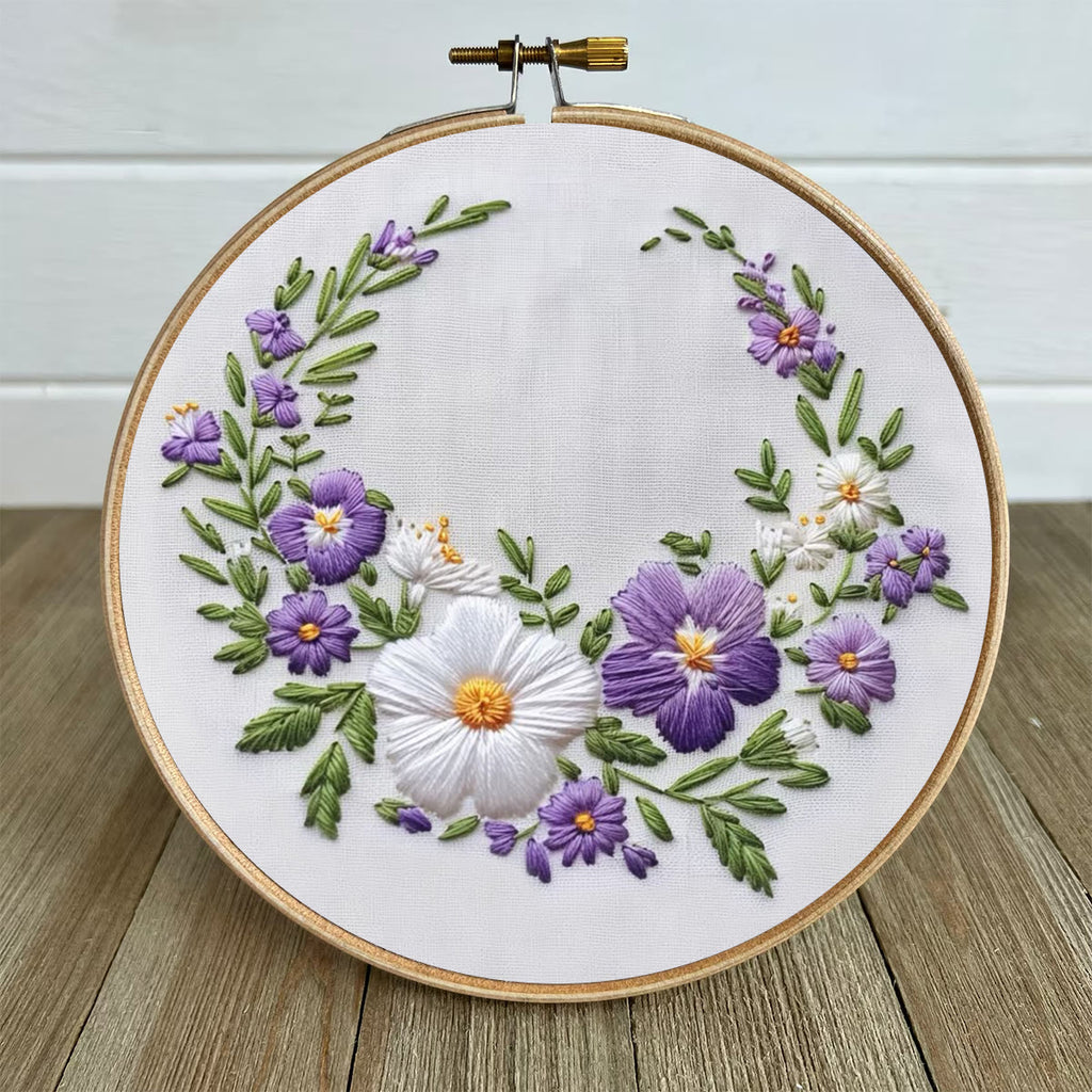 Rubbyoo Embroidery Kit- White And Purple Garland | For Craft Lover Hand Stitch - image 4