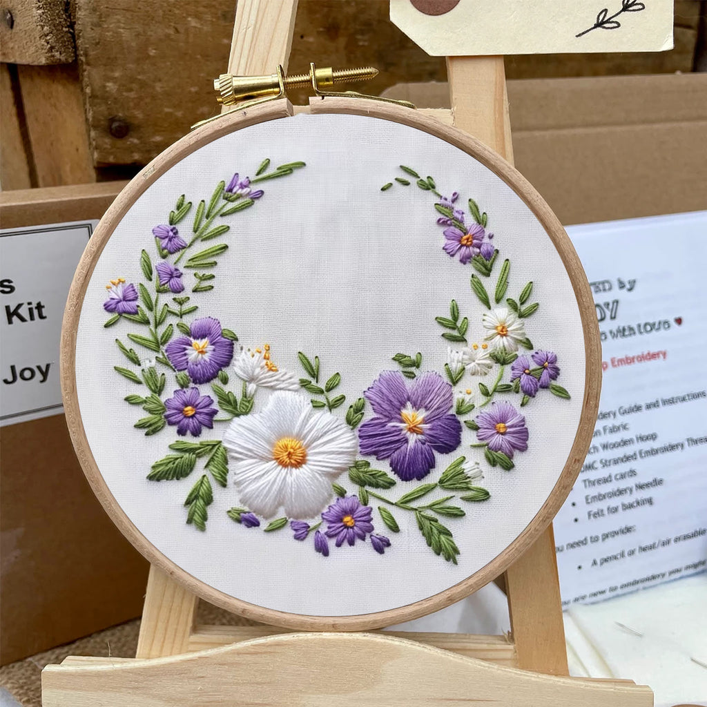 Rubbyoo Embroidery Kit- White And Purple Garland | For Craft Lover Hand Stitch - image 5