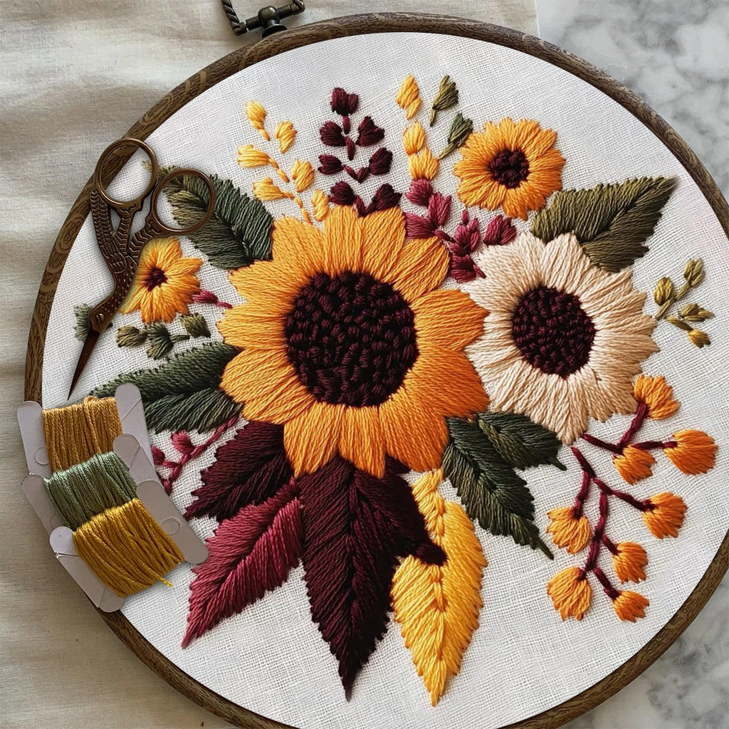 Rubbyoo Embroidery Kit- Sunflower Cluster| For Craft Lover Hand Stitch - image 7