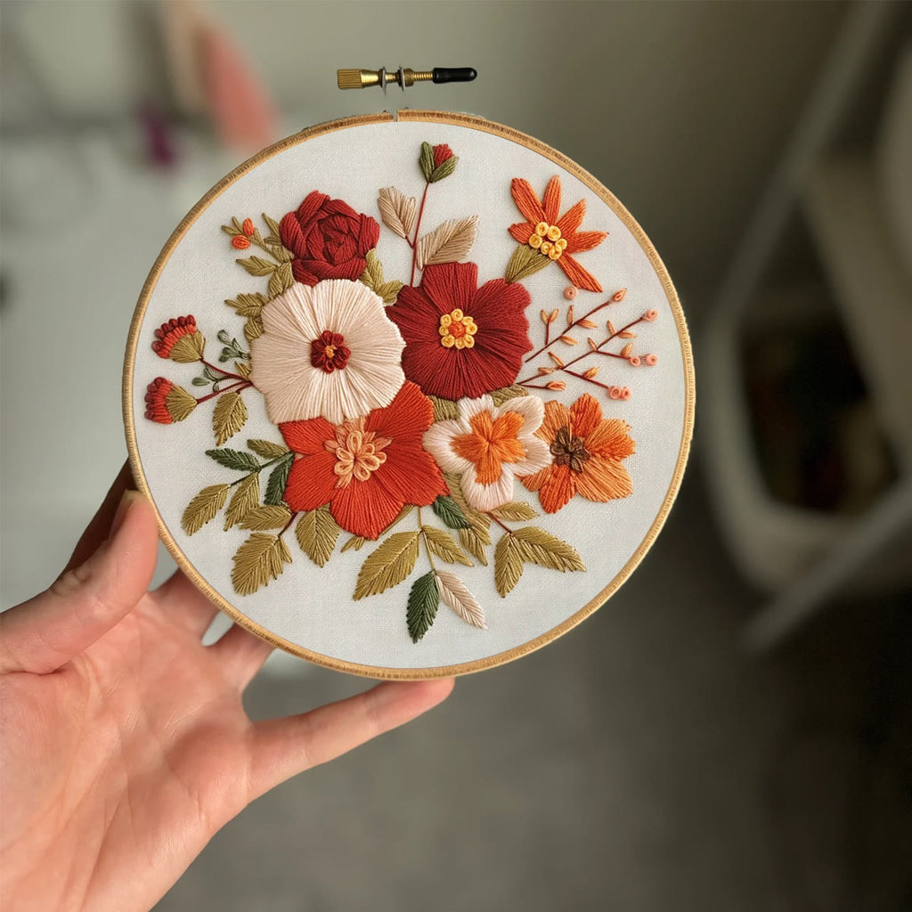 Rubbyoo Embroidery Kit- Autumn Blooms | For Beginners Hand Stitch - image 1