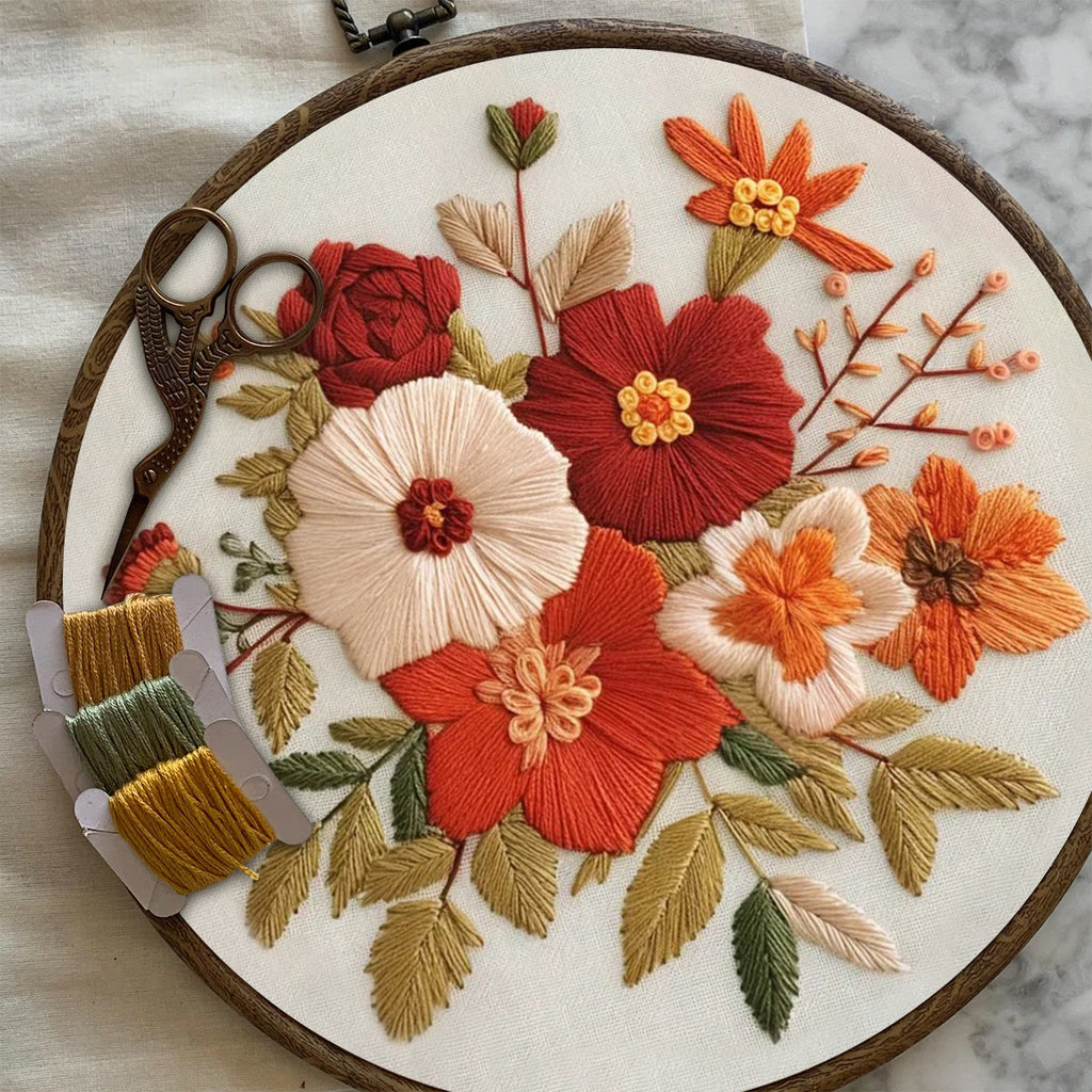 Rubbyoo Embroidery Kit- Autumn Blooms | For Beginners Hand Stitch - image 6
