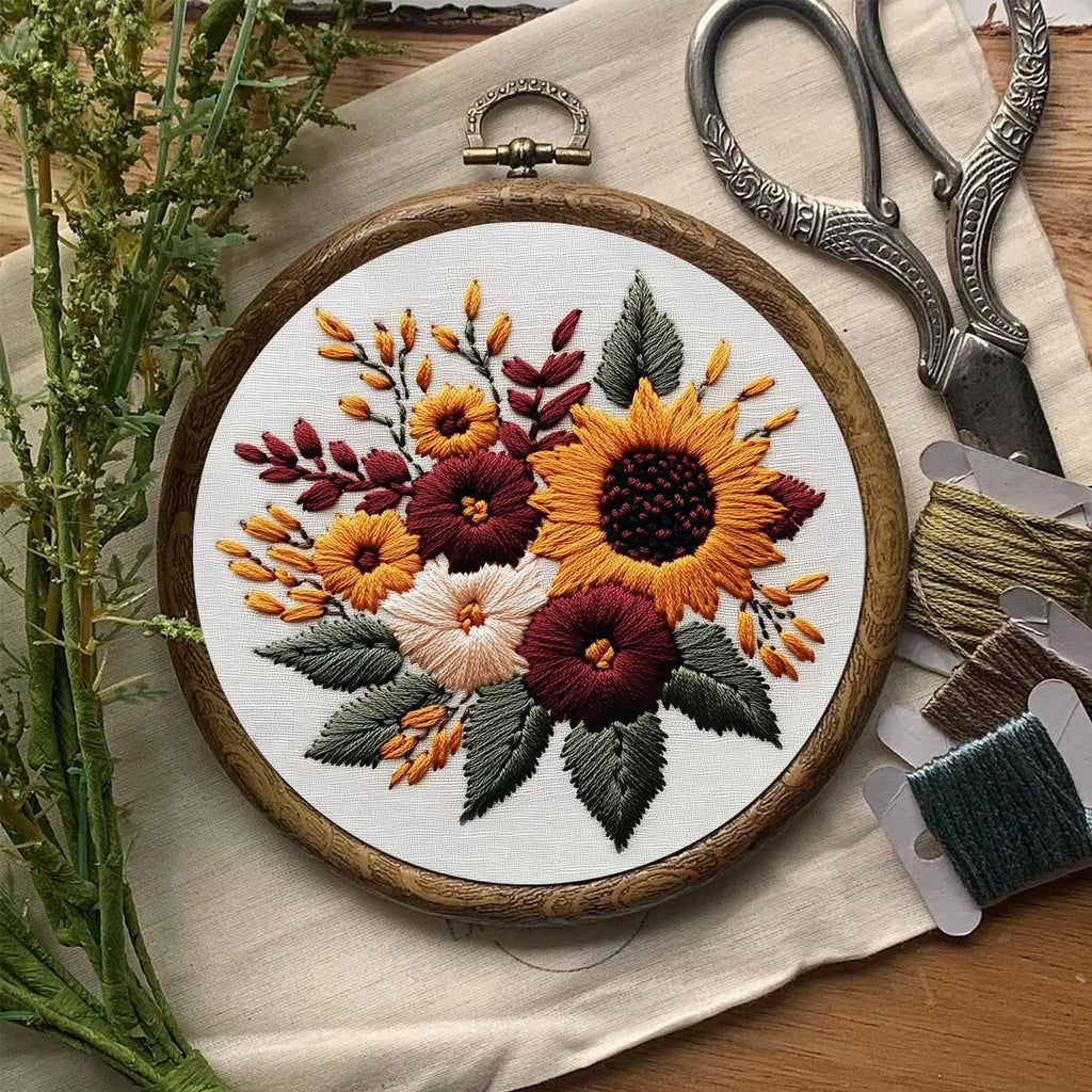 Rubbyoo Embroidery Kit-  Sunflower Cluster 2 | For Craft Lover Hand Stitch - image 6