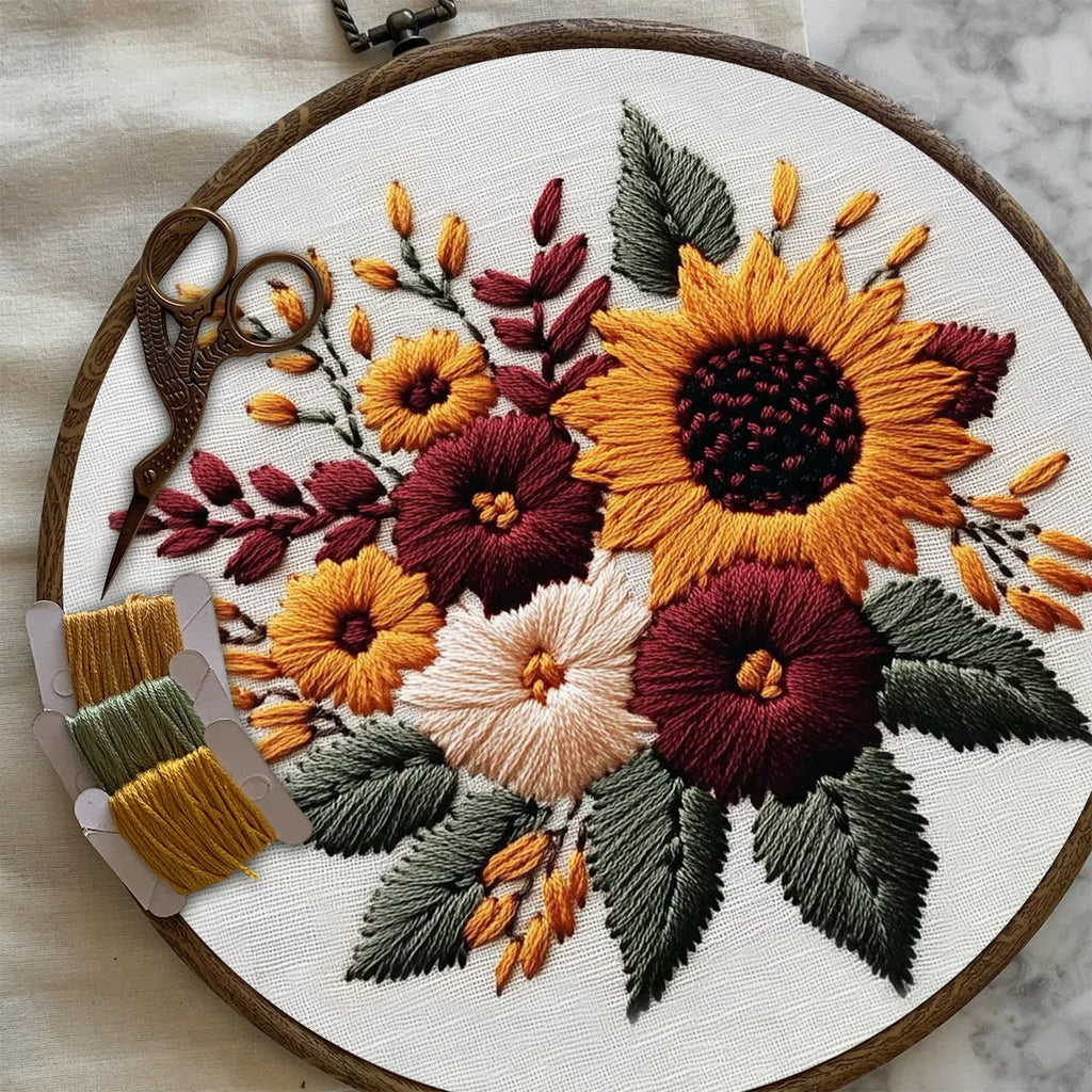 Rubbyoo Embroidery Kit-  Sunflower Cluster 2 | For Craft Lover Hand Stitch - image 7