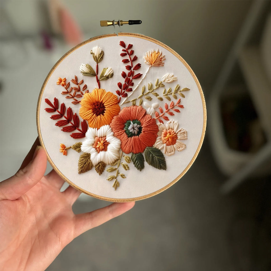 Rubbyoo Embroidery Kit- Autumn Blooms 2 | For Beginners Hand Stitch - image 1