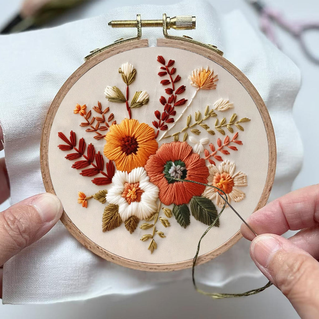Rubbyoo Embroidery Kit- Autumn Blooms 2 | For Beginners Hand Stitch - image 3