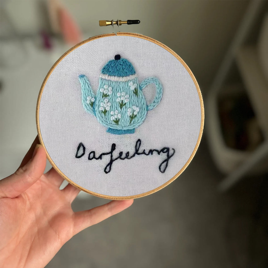 Rubbyoo Embroidery Kit- Darjeeling Tea | Cozy Crafts Easy Embroidery Kit For Beginners - image 1