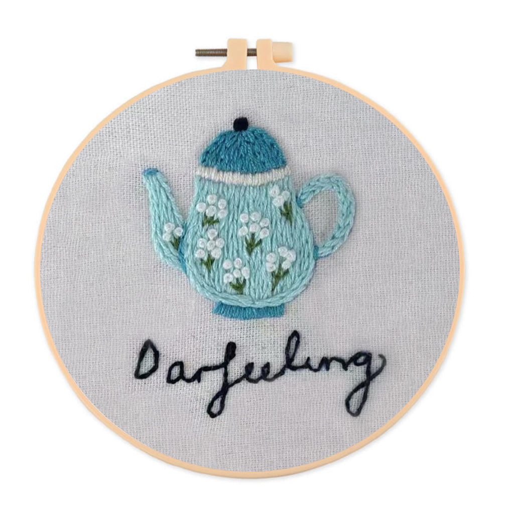 Rubbyoo Embroidery Kit- Darjeeling Tea | Cozy Crafts Easy Embroidery Kit For Beginners - image 0