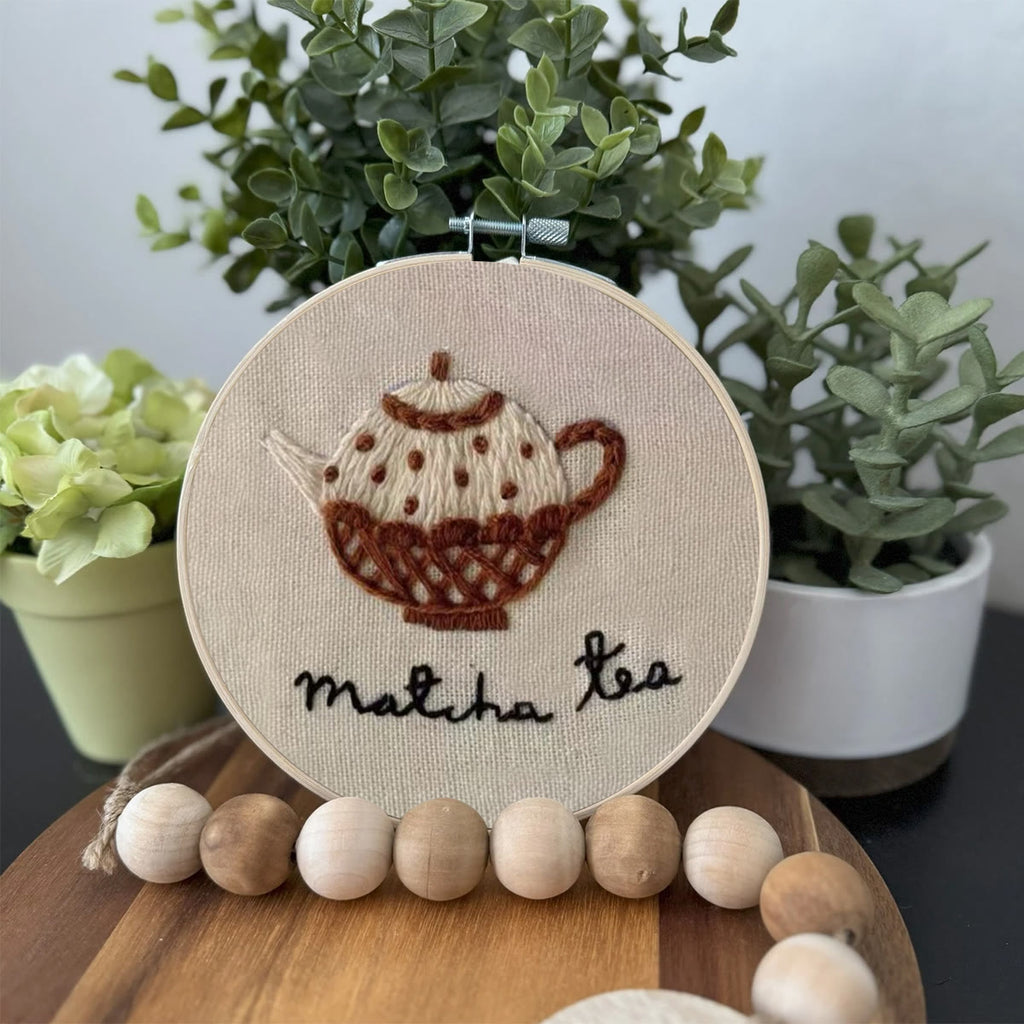 Rubbyoo Embroidery Kit- Matcha Tea | Cozy Crafts Easy Embroidery Kit For Beginners - image 3