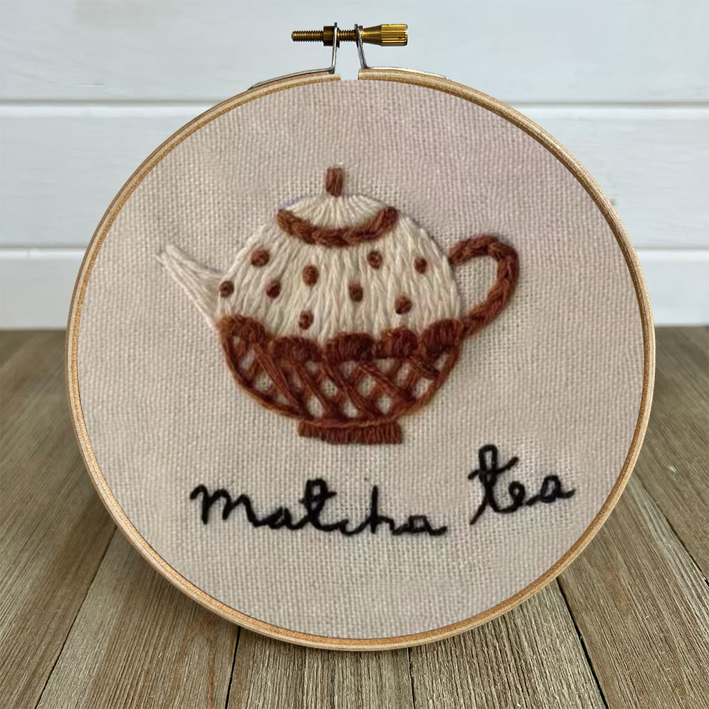Rubbyoo Embroidery Kit- Matcha Tea | Cozy Crafts Easy Embroidery Kit For Beginners - image 4