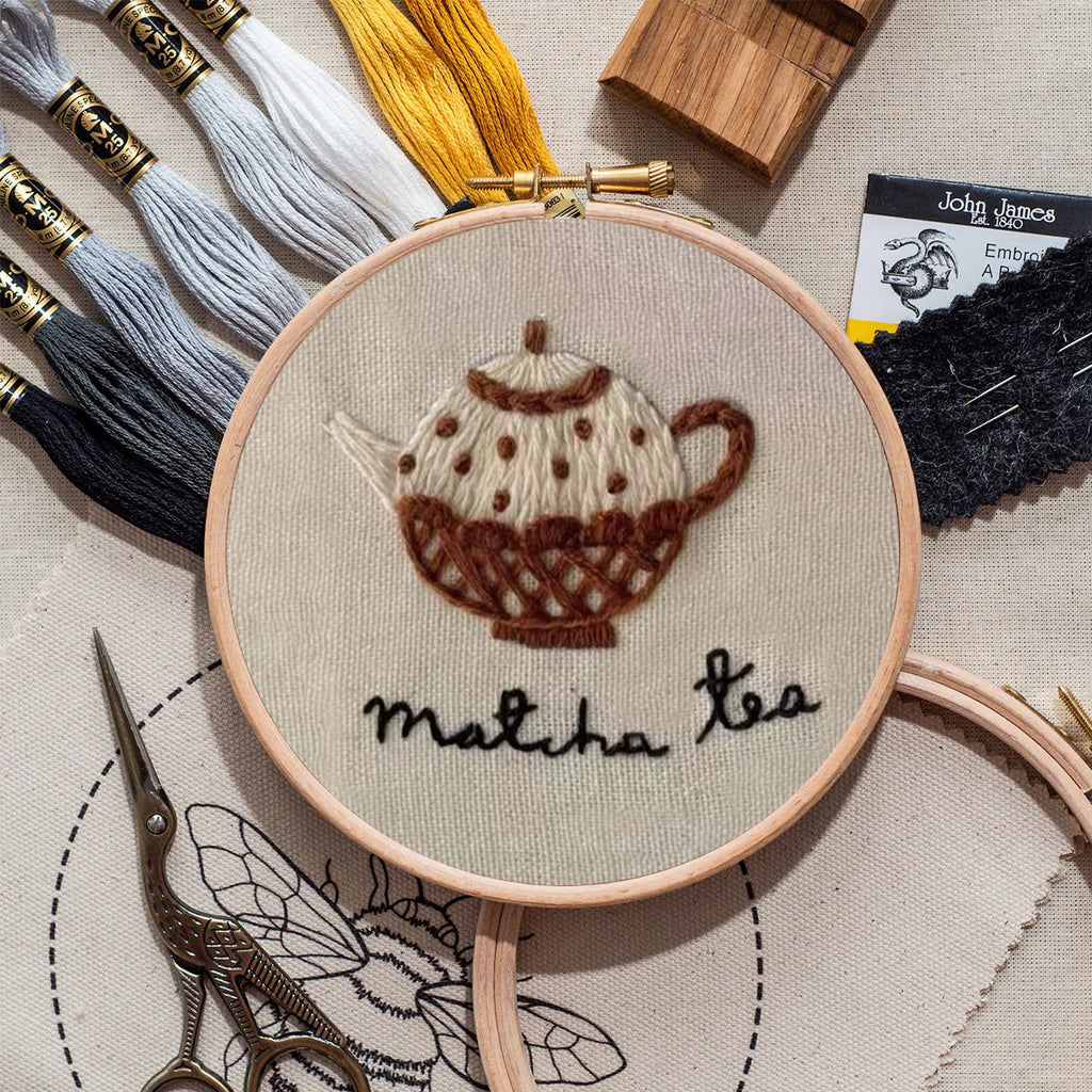 Rubbyoo Embroidery Kit- Matcha Tea | Cozy Crafts Easy Embroidery Kit For Beginners - image 8