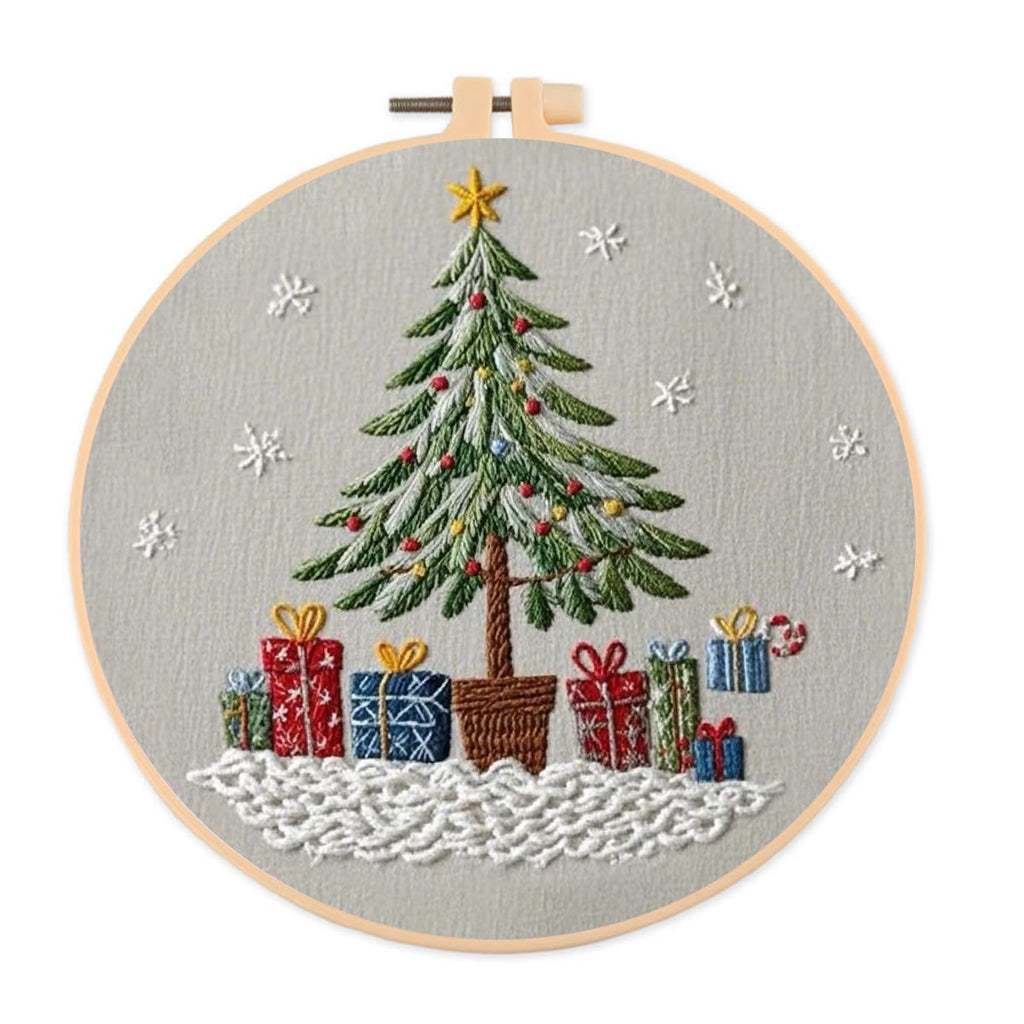 Rubbyoo Embroidery Kit- Christmas Tree With Gifts | Holiday Needlework Gift Starter Kit - image 0