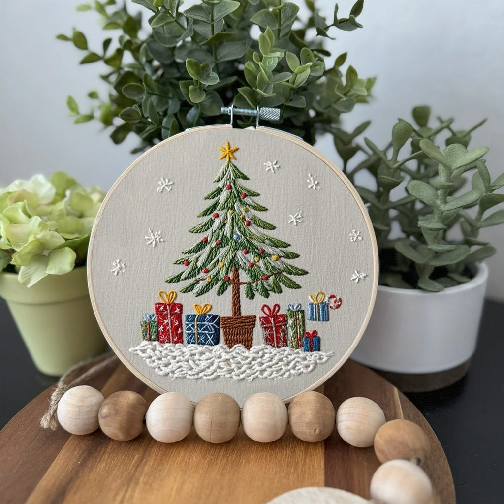 Rubbyoo Embroidery Kit- Christmas Tree With Gifts | Holiday Needlework Gift Starter Kit - image 2