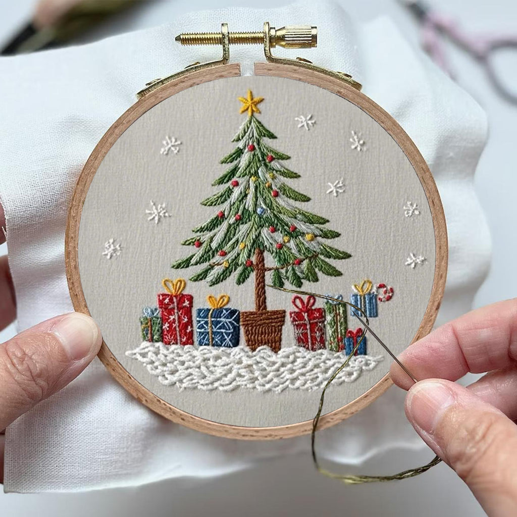 Rubbyoo Embroidery Kit- Christmas Tree With Gifts | Holiday Needlework Gift Starter Kit - image 3