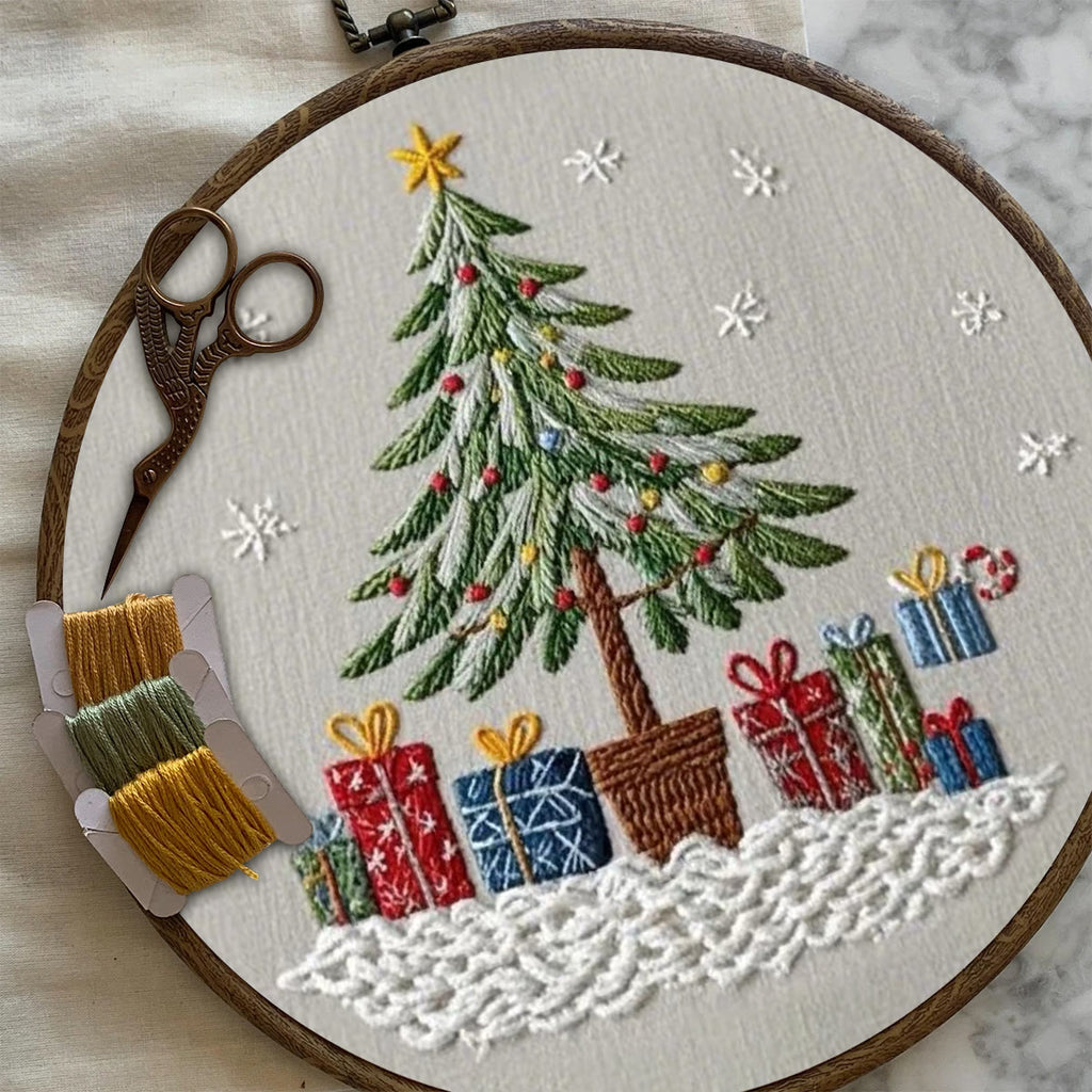 Rubbyoo Embroidery Kit- Christmas Tree With Gifts | Holiday Needlework Gift Starter Kit - image 6