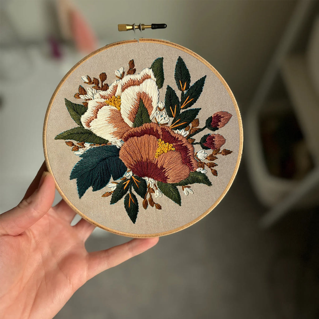 Rubbyoo Embroidery Kit- Blush Floral Pattern | For Beginners Hand Stitch - image 1