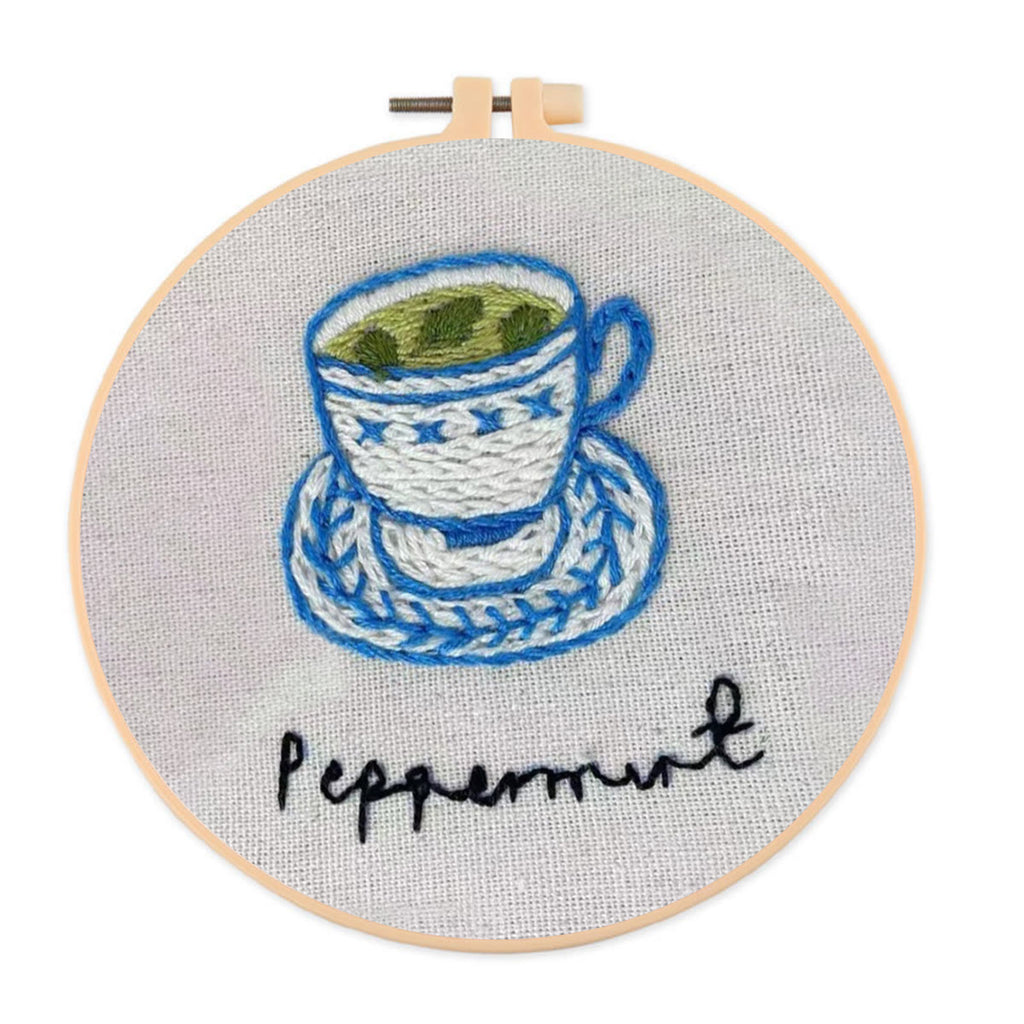 Rubbyoo Embroidery Kit- Peppermint Tea | Cozy Crafts Easy Embroidery Kit For Beginners - image 0