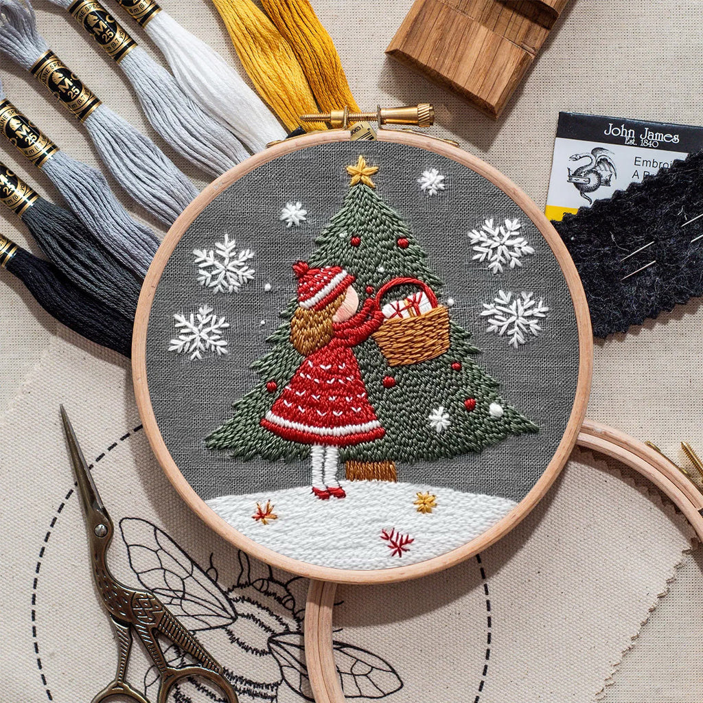 Rubbyoo Embroidery Kit- Girl And Christmas Tree 2 | Holiday Needlework Gift Starter kit - image 8