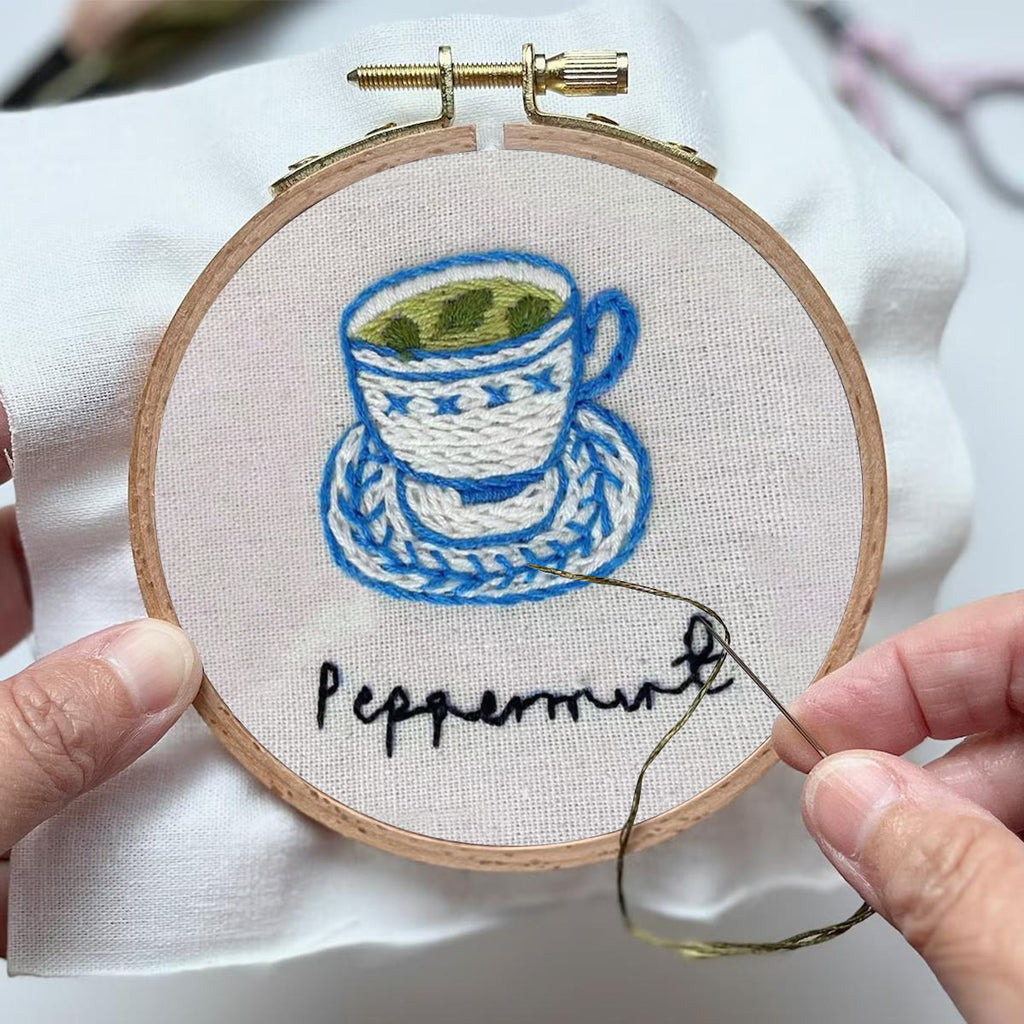 Rubbyoo Embroidery Kit- Peppermint Tea | Cozy Crafts Easy Embroidery Kit For Beginners - image 3