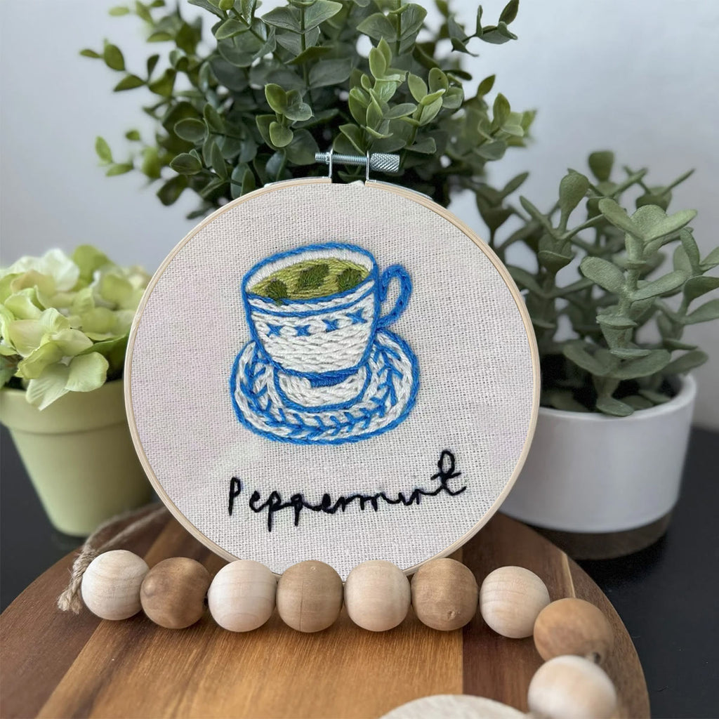 Rubbyoo Embroidery Kit- Peppermint Tea | Cozy Crafts Easy Embroidery Kit For Beginners - image 2