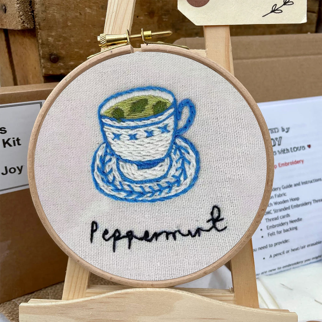 Rubbyoo Embroidery Kit- Peppermint Tea | Cozy Crafts Easy Embroidery Kit For Beginners - image 5
