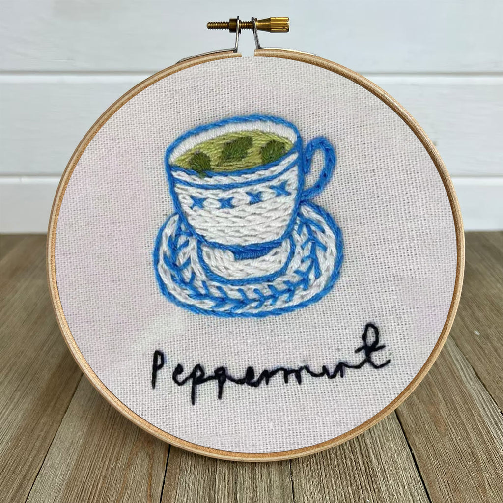 Rubbyoo Embroidery Kit- Peppermint Tea | Cozy Crafts Easy Embroidery Kit For Beginners - image 4