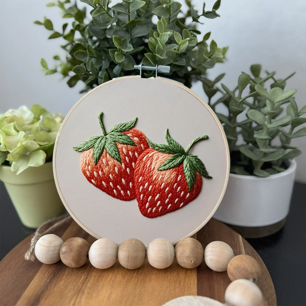 Rubbyoo Embroidery Kit- Two Big Strawberries | For Beginners DIY Craft Kits - image 2