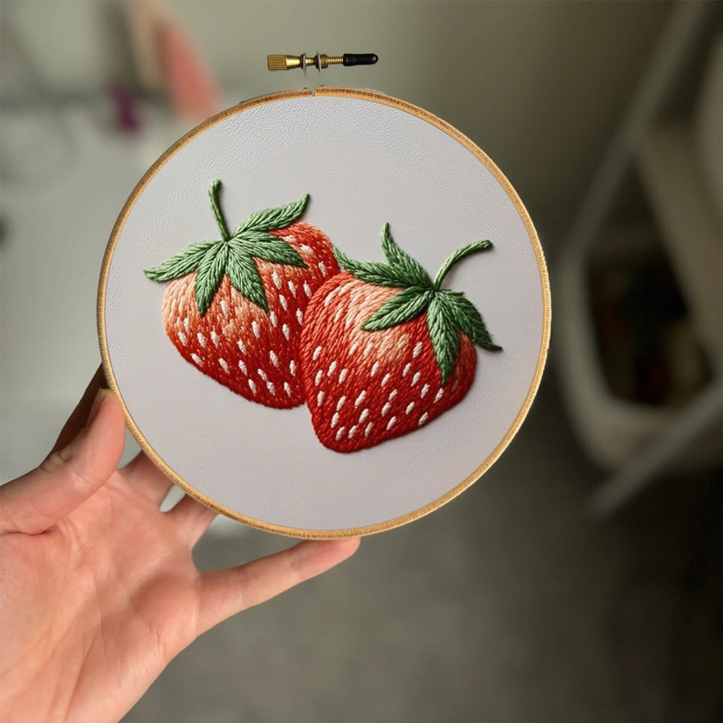 Rubbyoo Embroidery Kit- Two Big Strawberries | For Beginners DIY Craft Kits - image 1