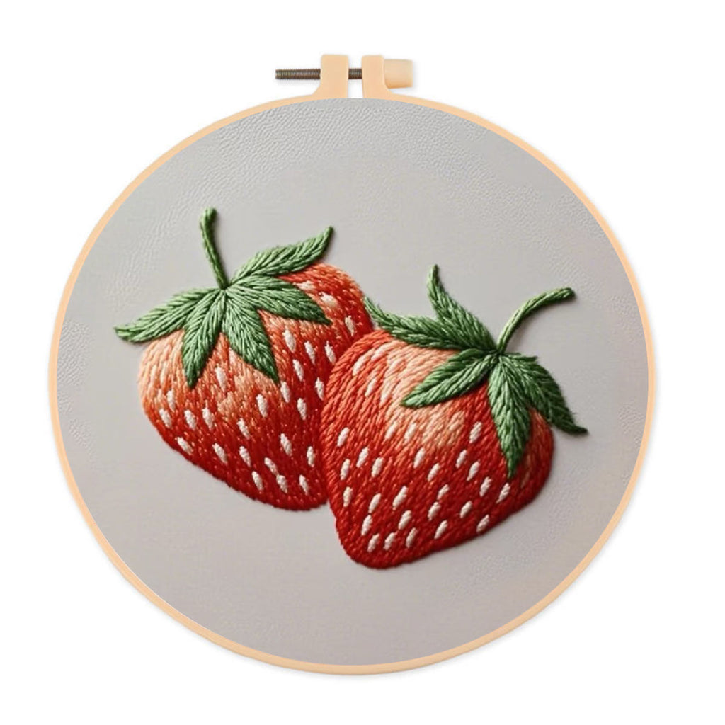 Rubbyoo Embroidery Kit- Two Big Strawberries | For Beginners DIY Craft Kits - image 0
