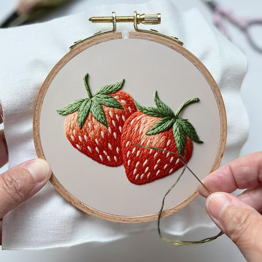 Rubbyoo Embroidery Kit- Two Big Strawberries | For Beginners DIY Craft Kits - image 3