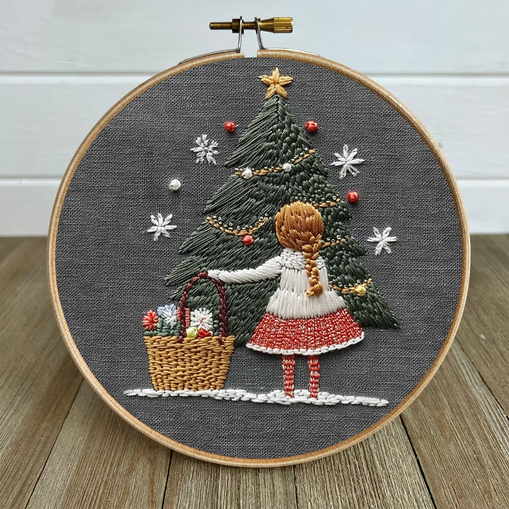 Rubbyoo Embroidery Kit- Girl And Christmas Tree | Holiday Needlework Gift Starter kit - image 4