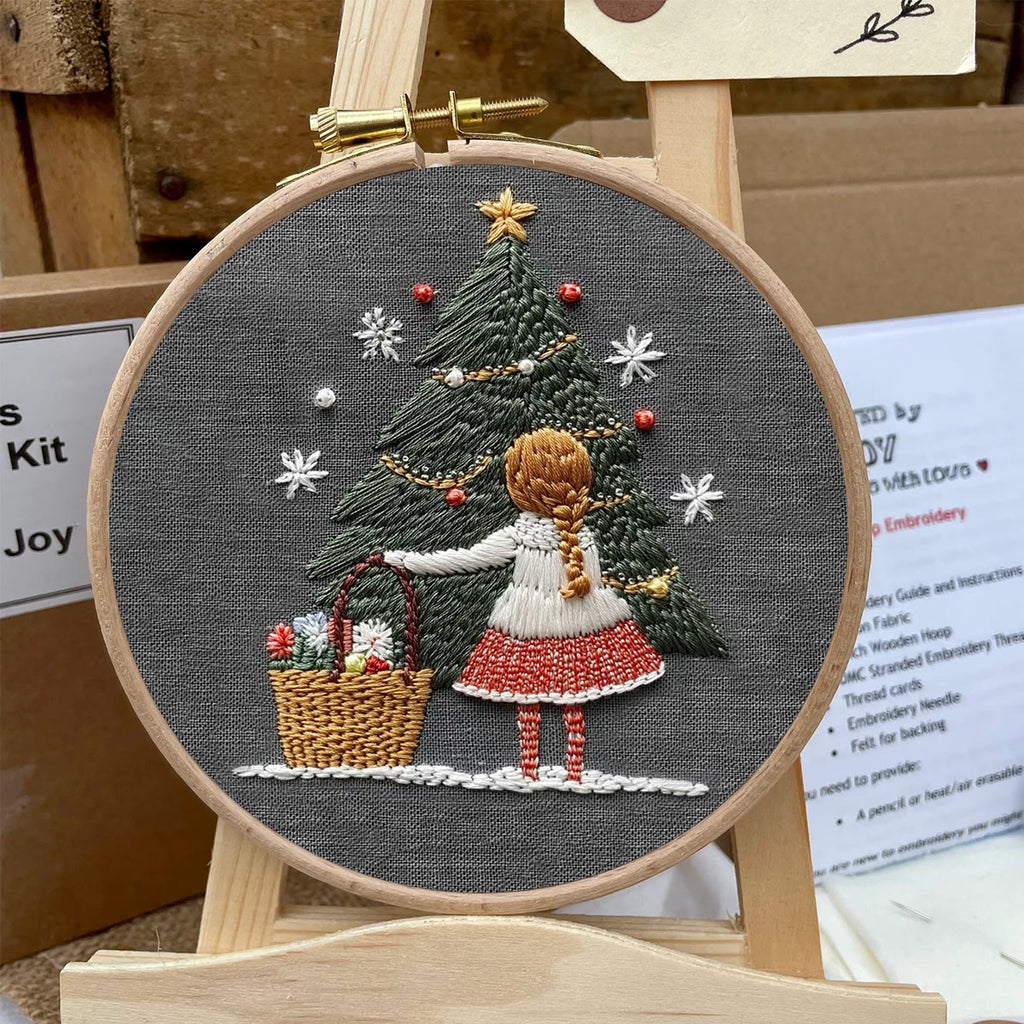 Rubbyoo Embroidery Kit- Girl And Christmas Tree | Holiday Needlework Gift Starter kit - image 5