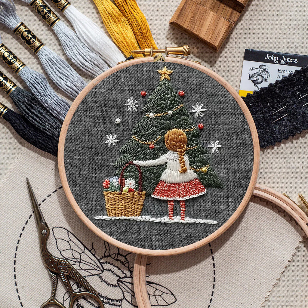 Rubbyoo Embroidery Kit- Girl And Christmas Tree | Holiday Needlework Gift Starter kit - image 8