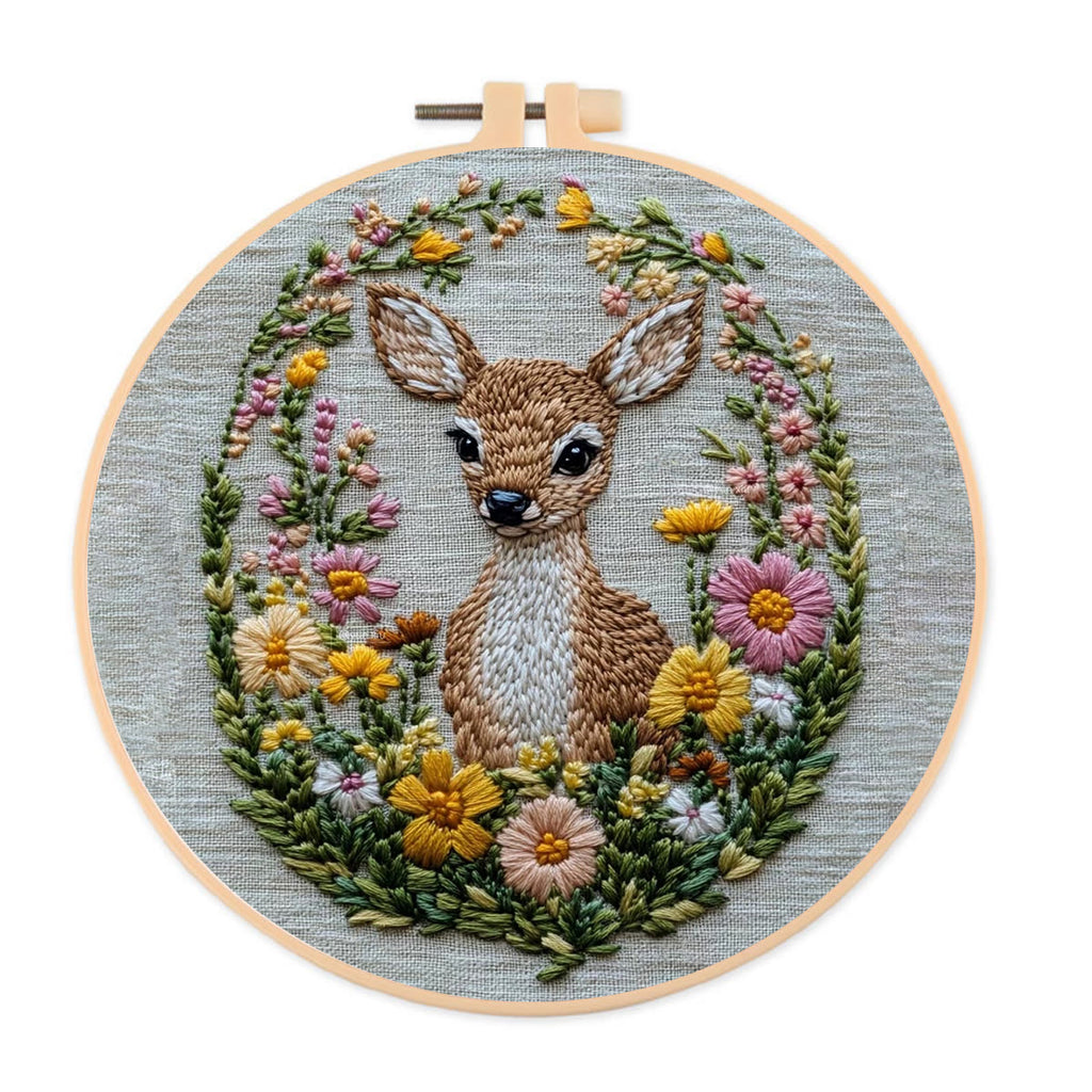 Rubbyoo Embroidery Kit- Flower Deer Diy Craft Kits | For Craft Lover - image 0