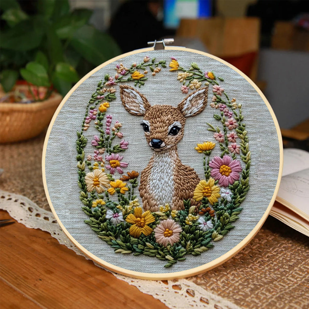 Rubbyoo Embroidery Kit- Flower Deer Diy Craft Kits | For Craft Lover - image 3