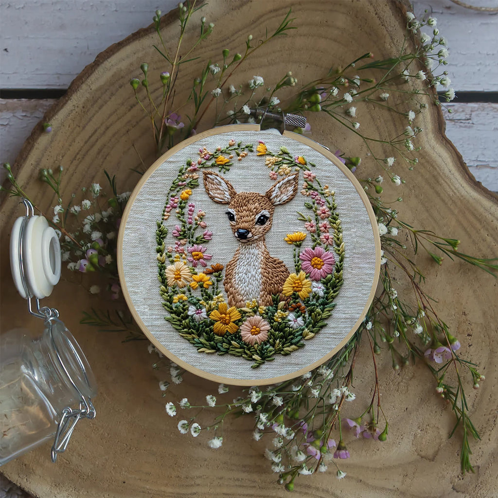 Rubbyoo Embroidery Kit- Flower Deer Diy Craft Kits | For Craft Lover - image 4