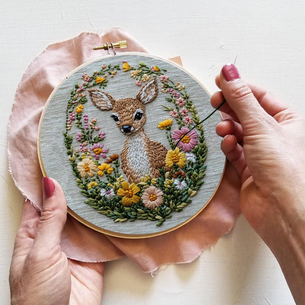 Rubbyoo Embroidery Kit- Flower Deer Diy Craft Kits | For Craft Lover - image 2