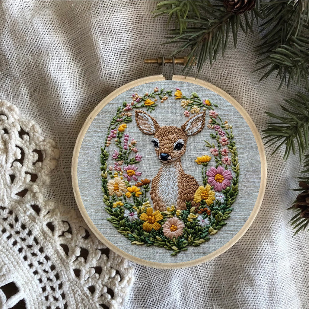 Rubbyoo Embroidery Kit- Flower Deer Diy Craft Kits | For Craft Lover - image 6